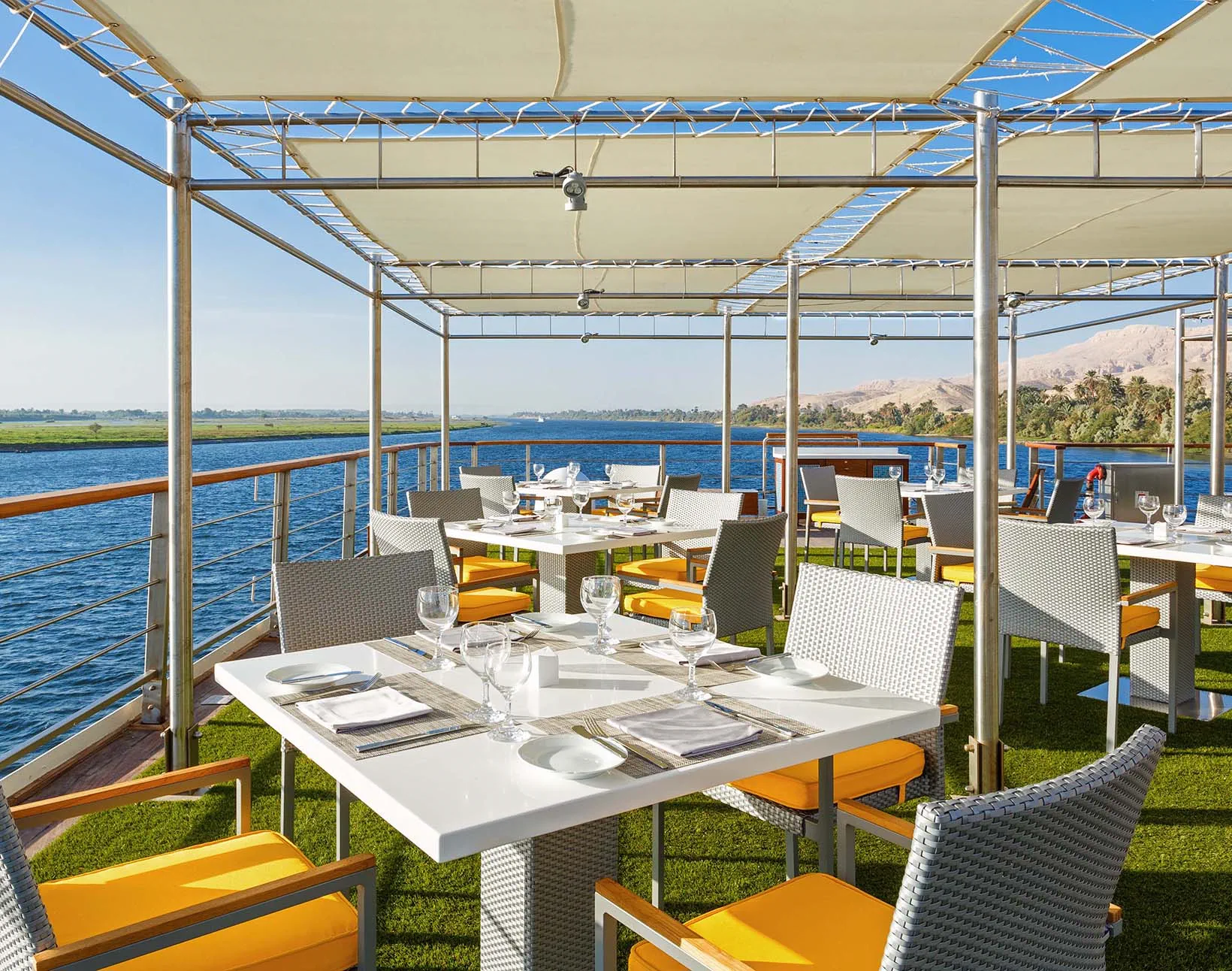 Sun deck of the The Oberoi Philae, Luxury Nile Cruiser Nile cruise